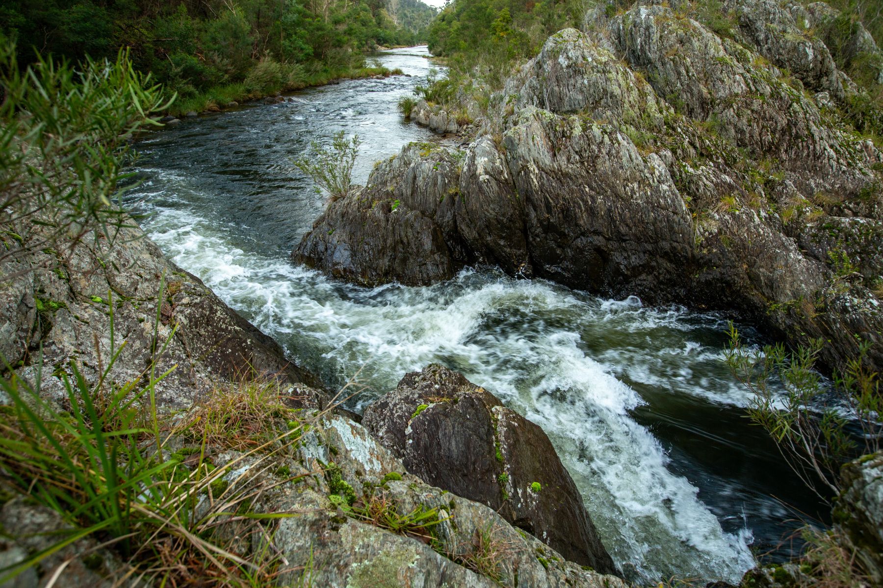 Fast flowing water in a gorge. 